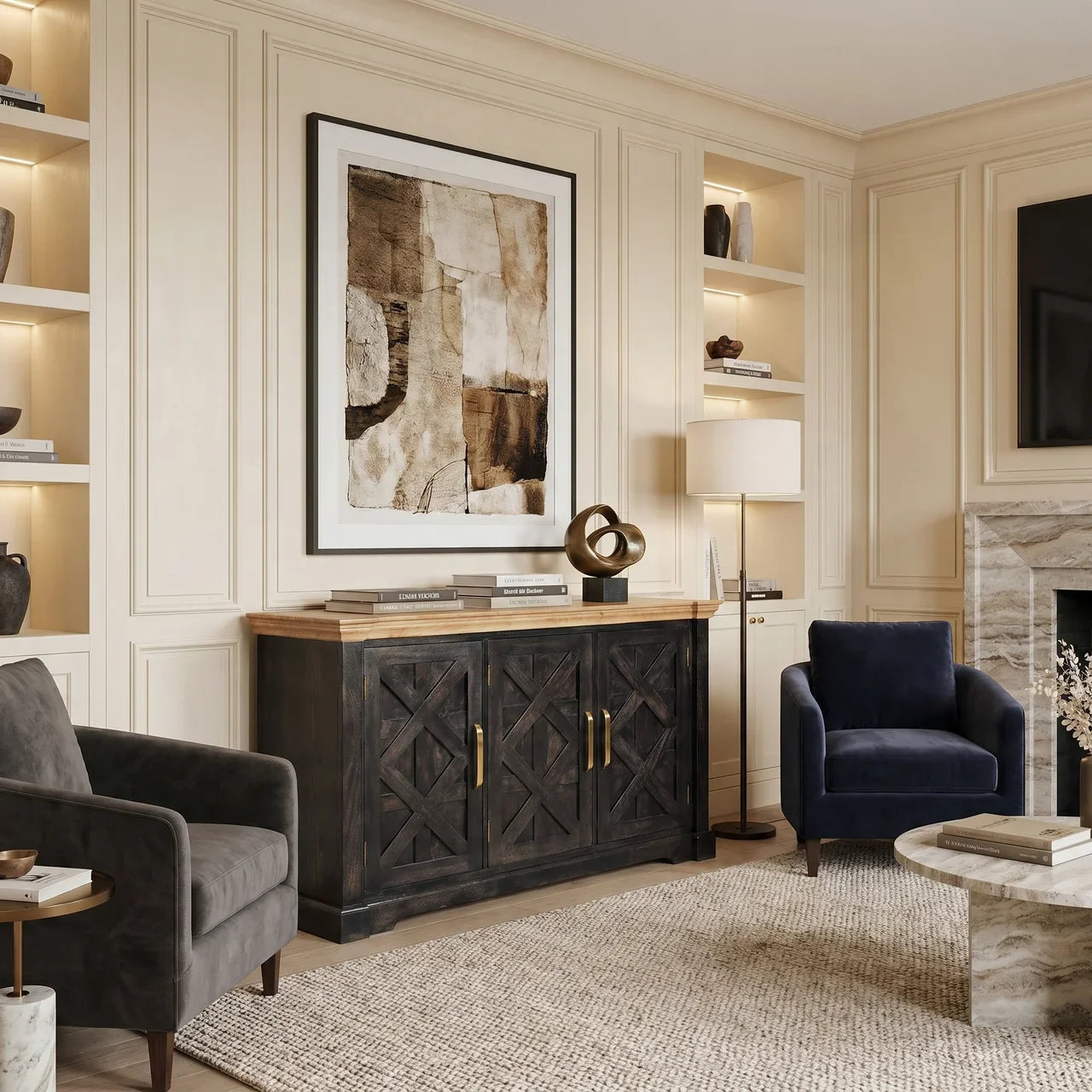 Regal Ash Black Rustic Sideboard