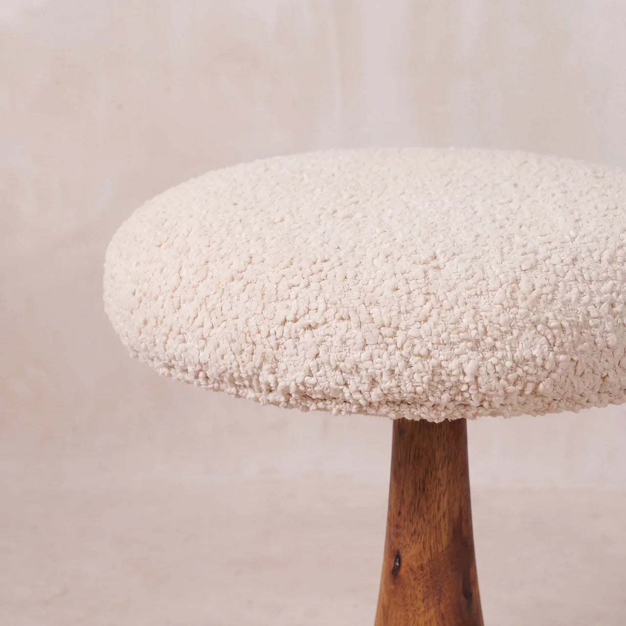 Boucle Teak Accent Stool
