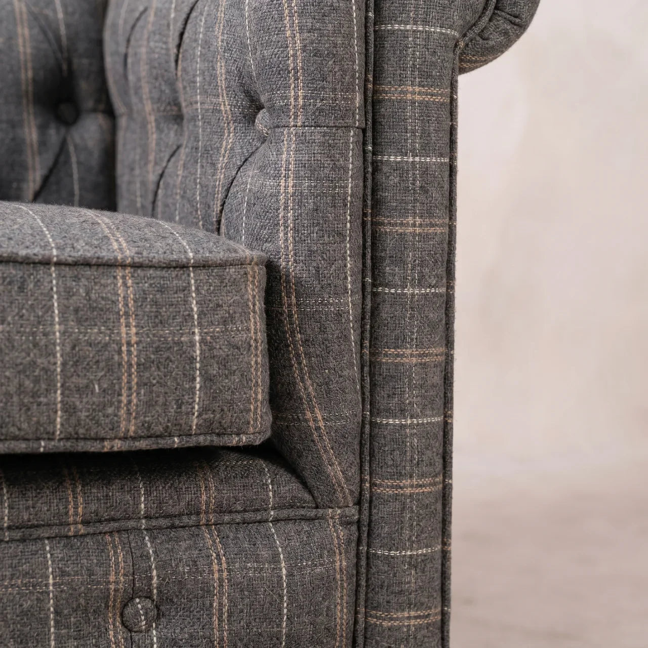 Pewter Tweed Chesterfield Armchair