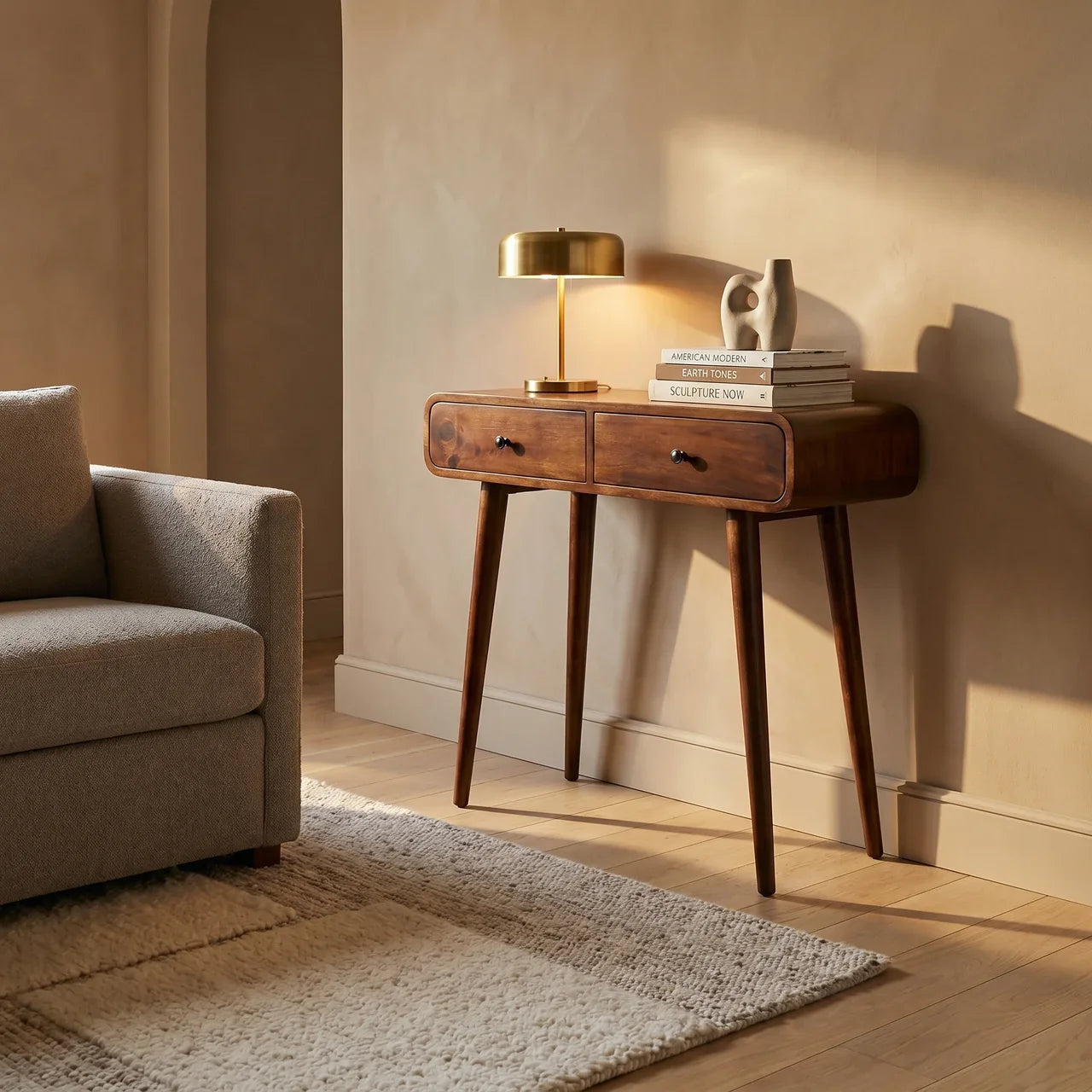 Chestnut Curved Hallway Table