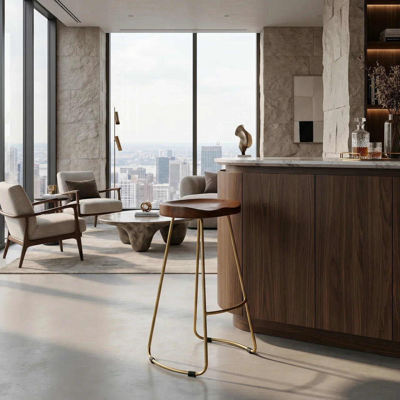 Gold Iron Bar Stool