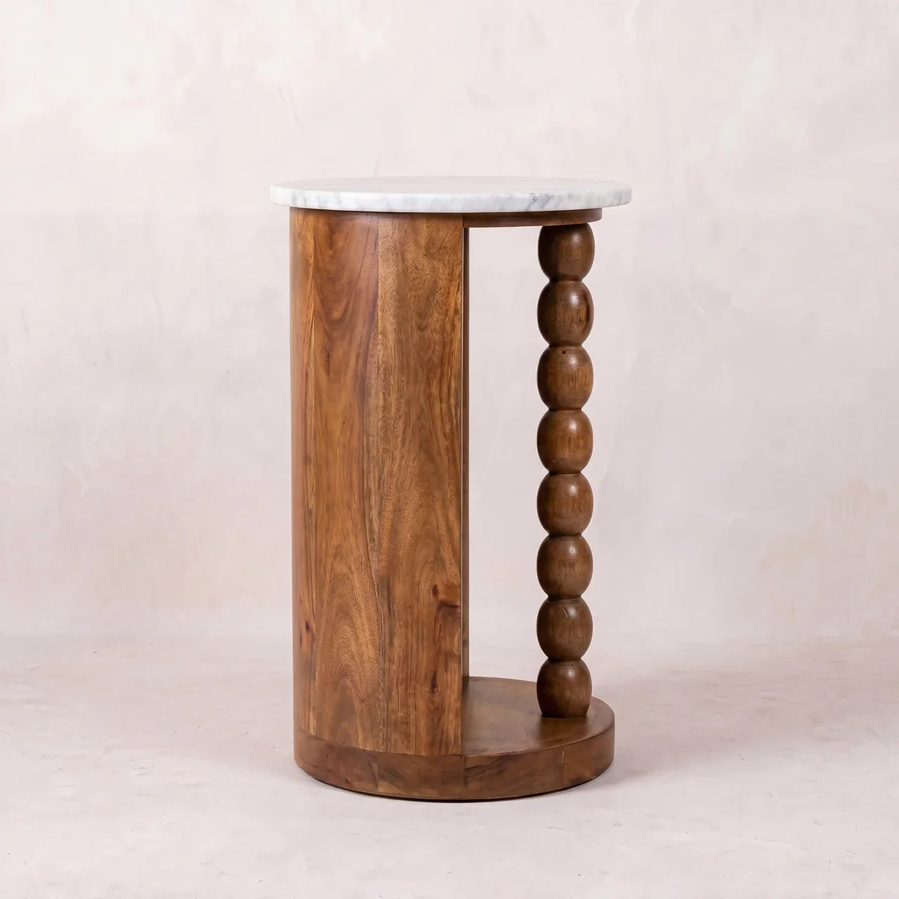 Marble-Top Spindle Side Table
