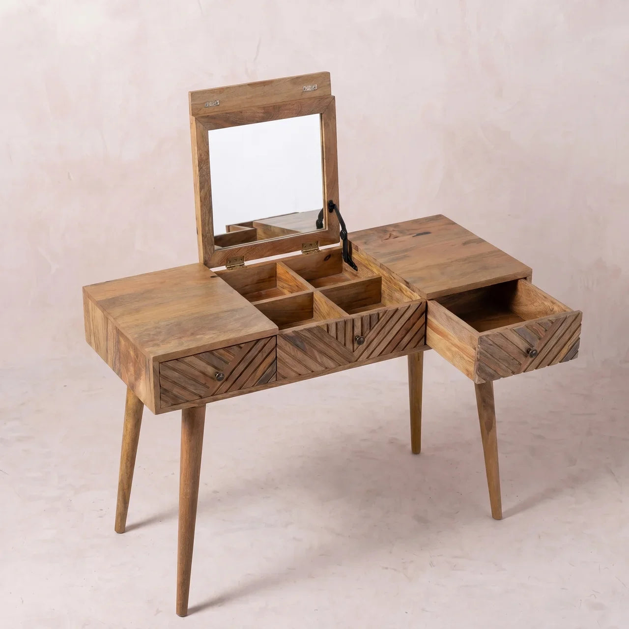 Line Carved Foldable Dressing Table