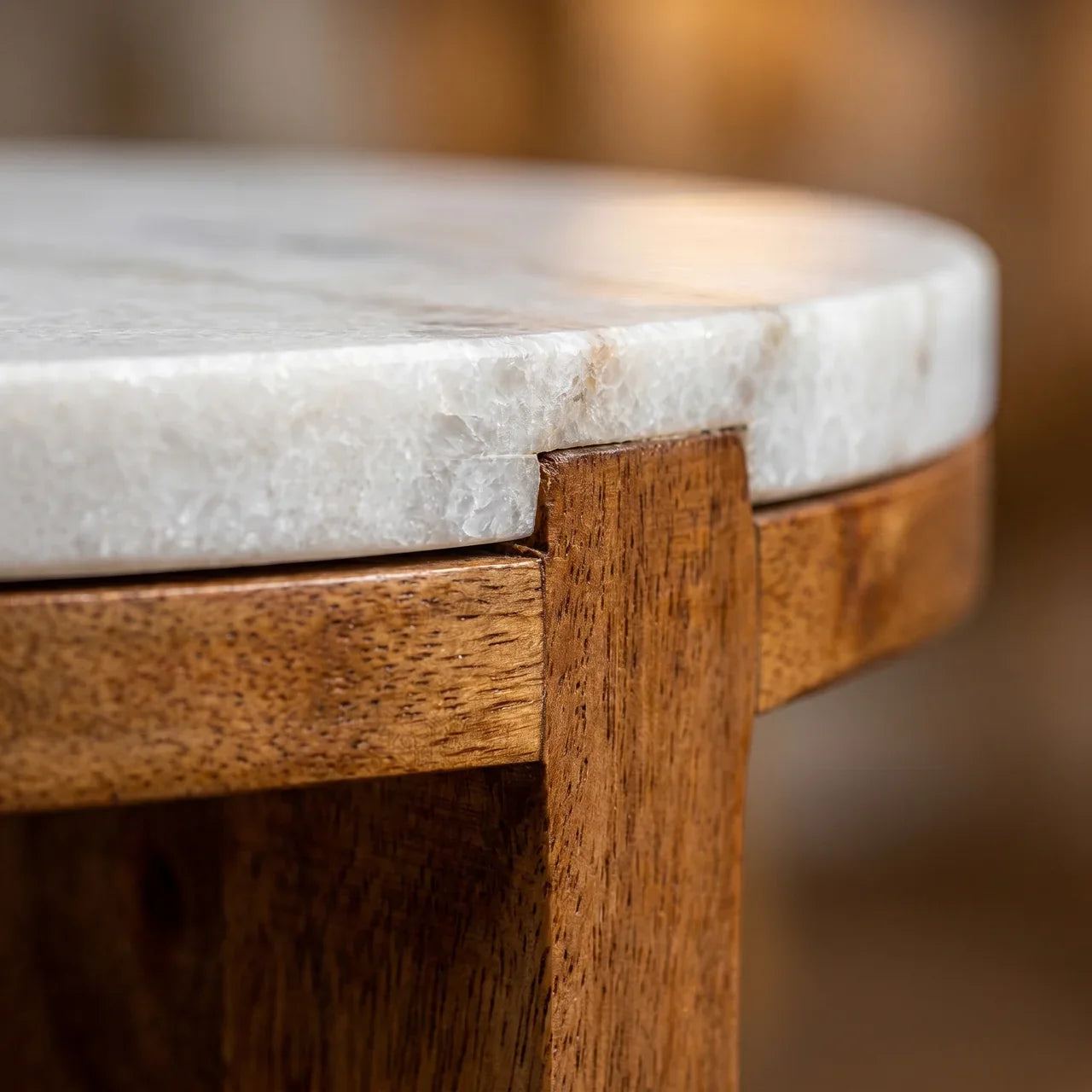 Marble-Top Spindle Side Table