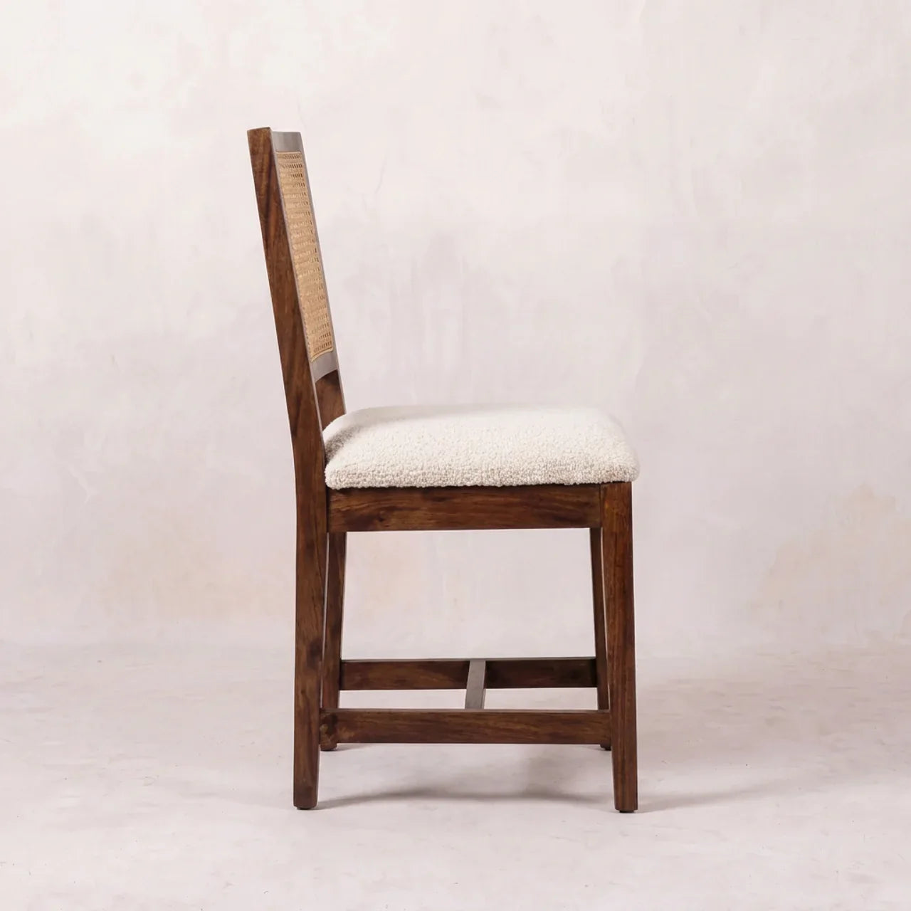 Cream Boucle Rattan Chair