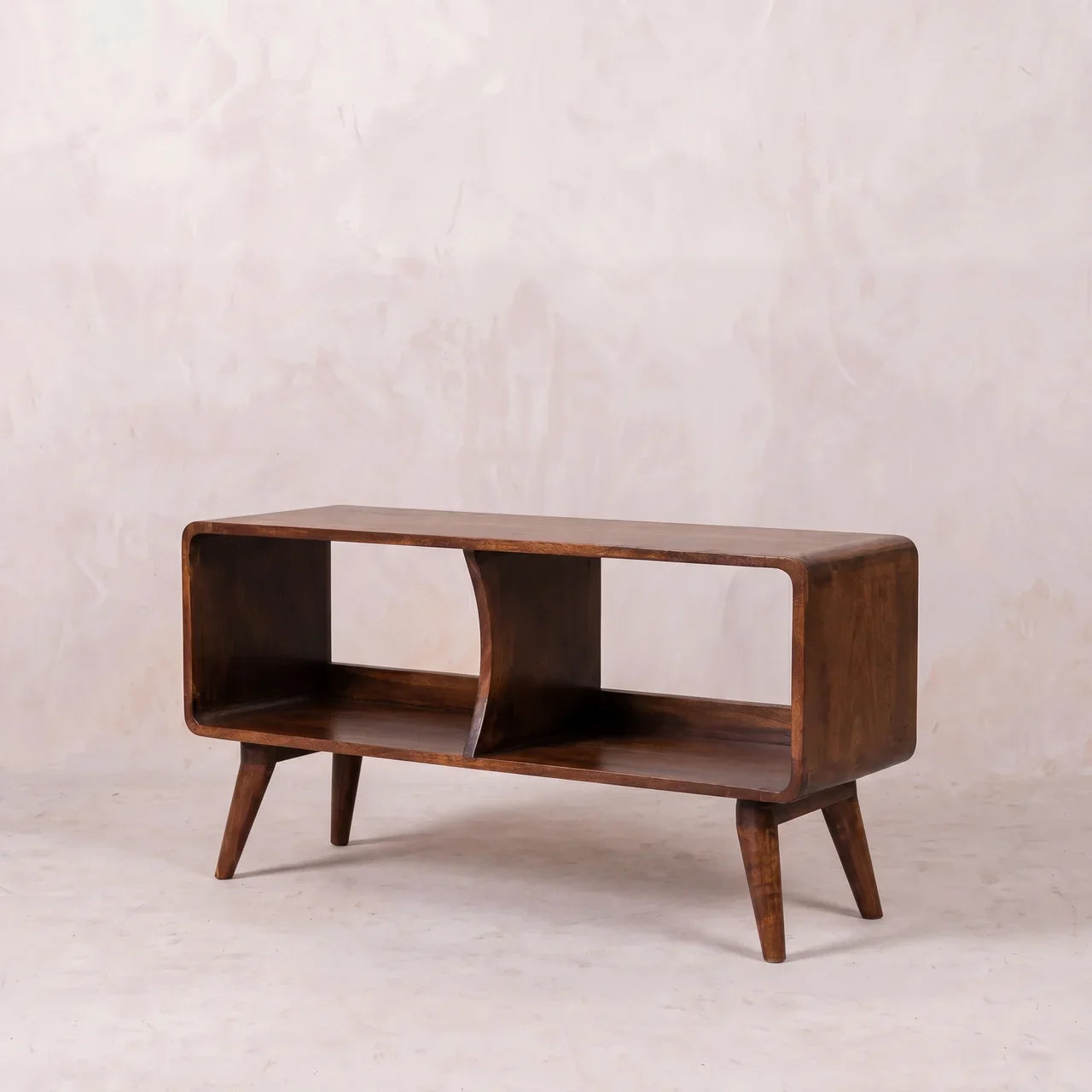 Curved Chestnut Double Slot Media Unit