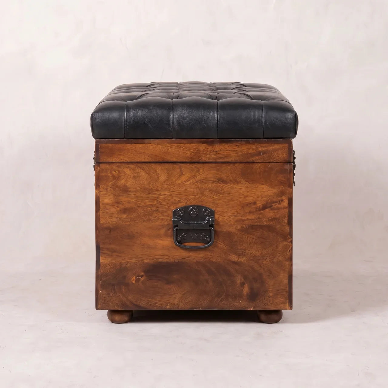 Black Buffalo hide leather Storage Trunk