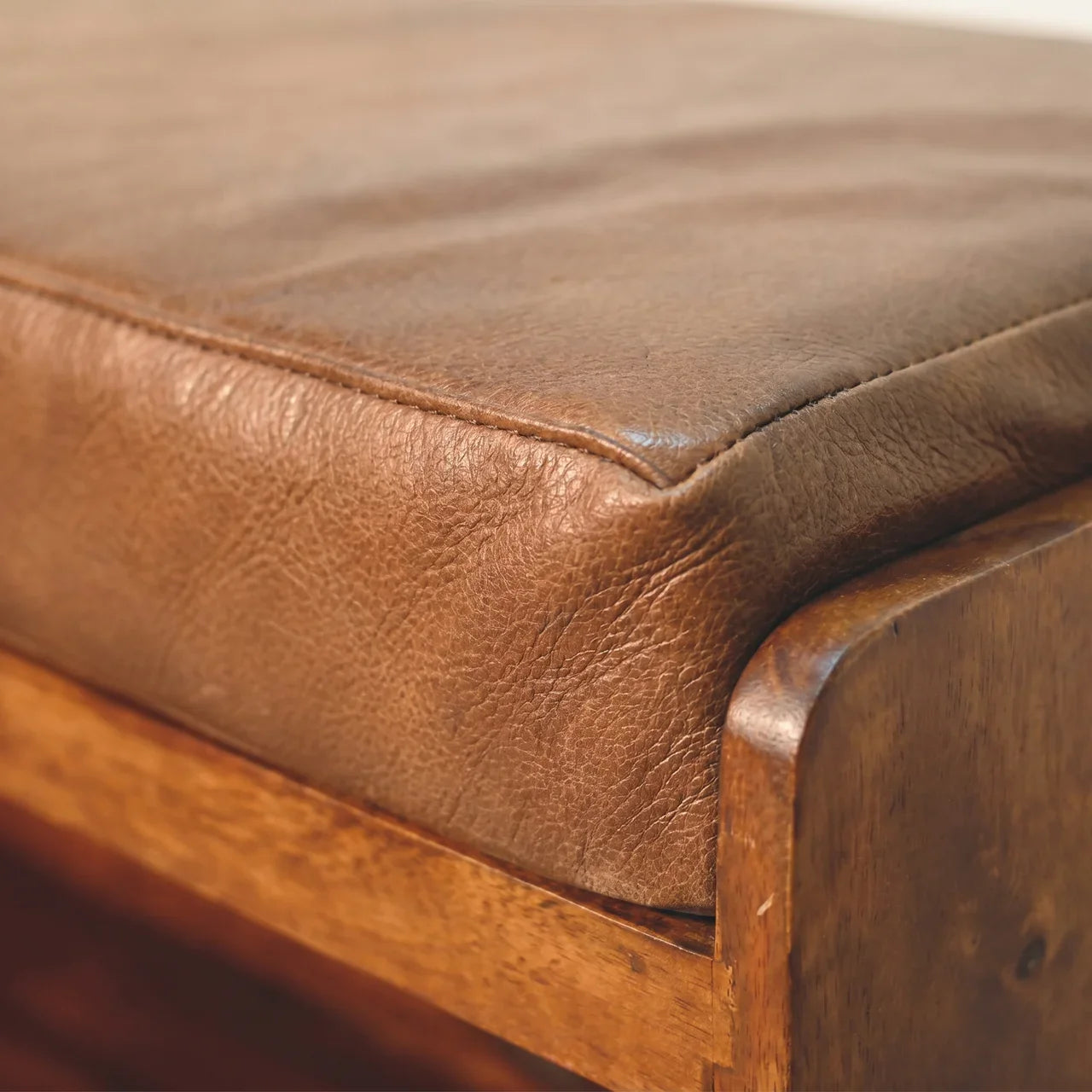Buffalo Hide Pull out Chestnut Shoe Storage Bench