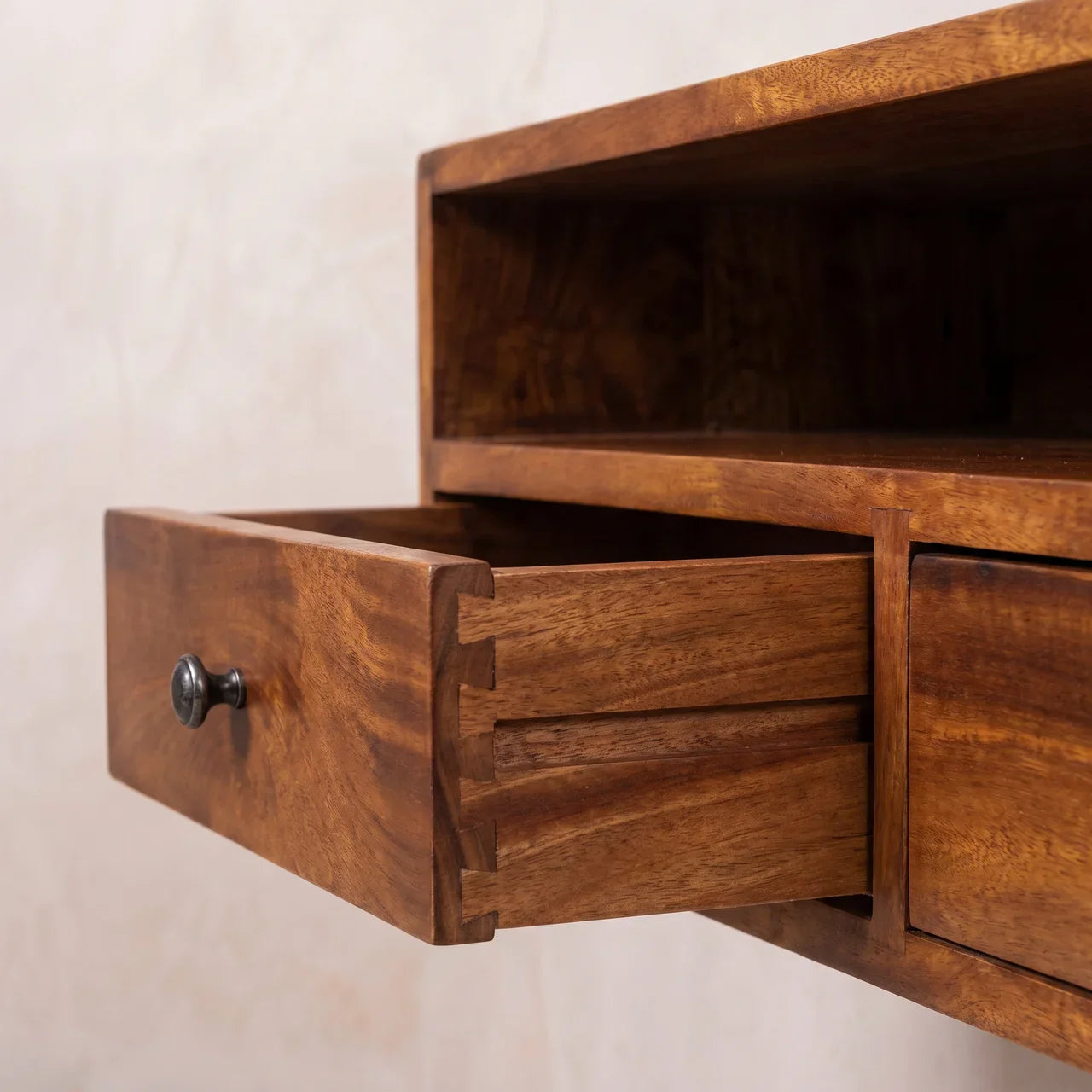 Lunar 2 Drawer Chestnut Wall Mounted Media Unit