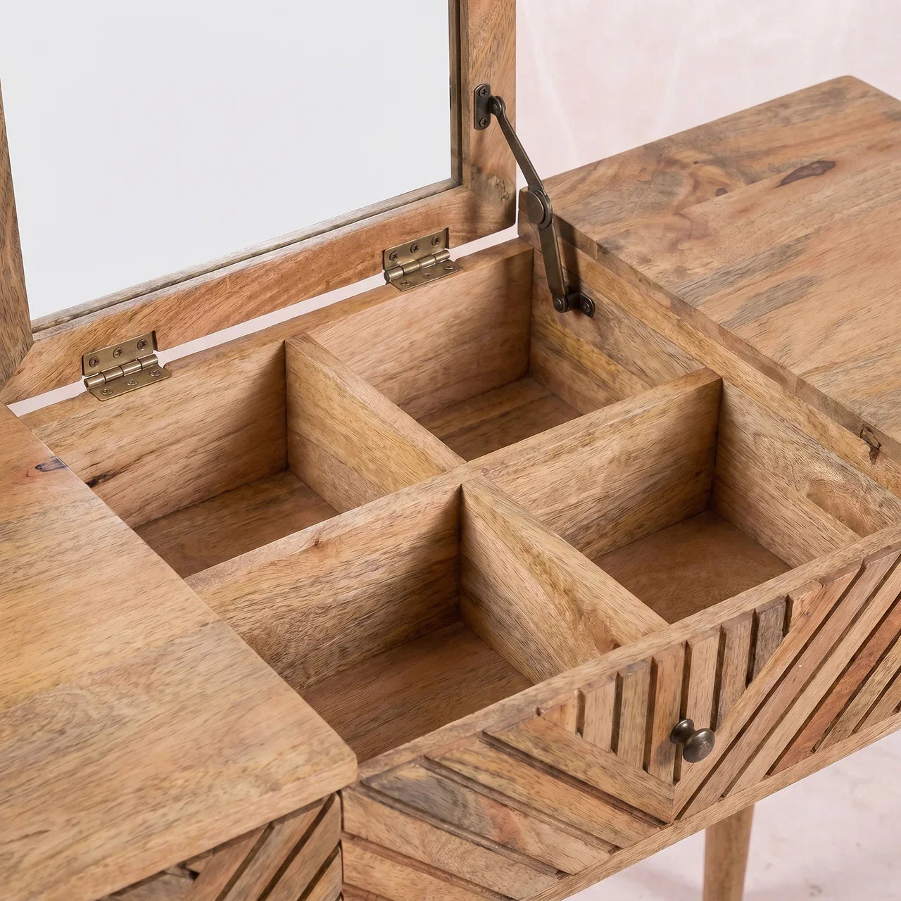 Line Carved Foldable Dressing Table