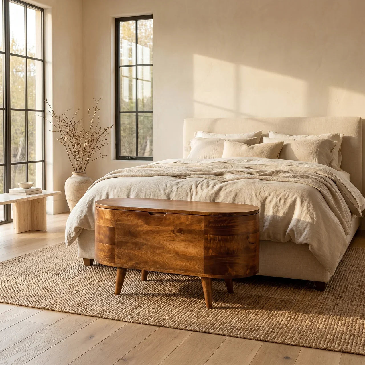 Honey Caramel Rounded Lid up Blanket Box