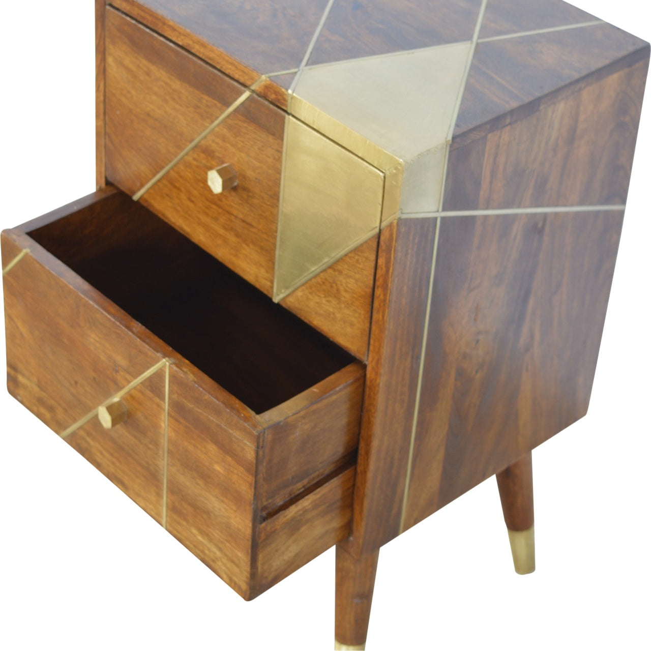 Gold Geometric Chestnut Nightstand