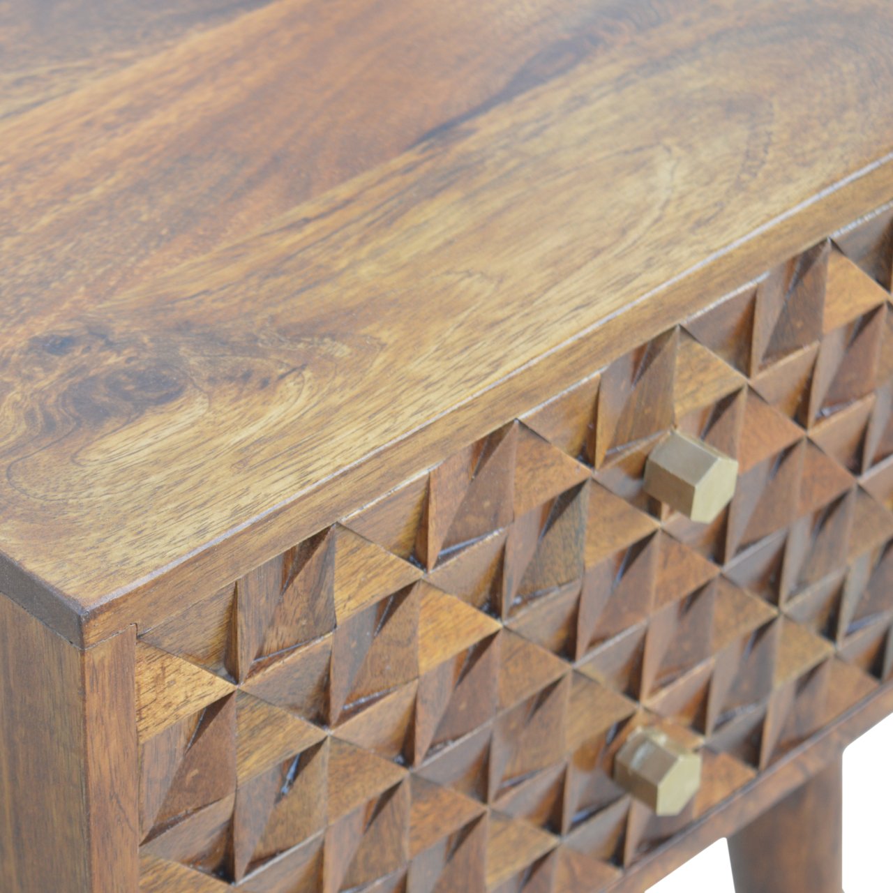 Diamond Carved Chestnut Nightstand