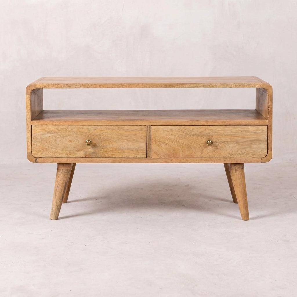 Curved Oak-ish Media Unit