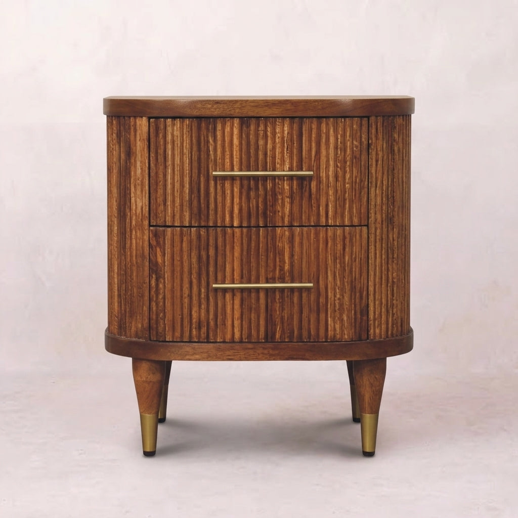 Ribbed Bedside with Brass Accents