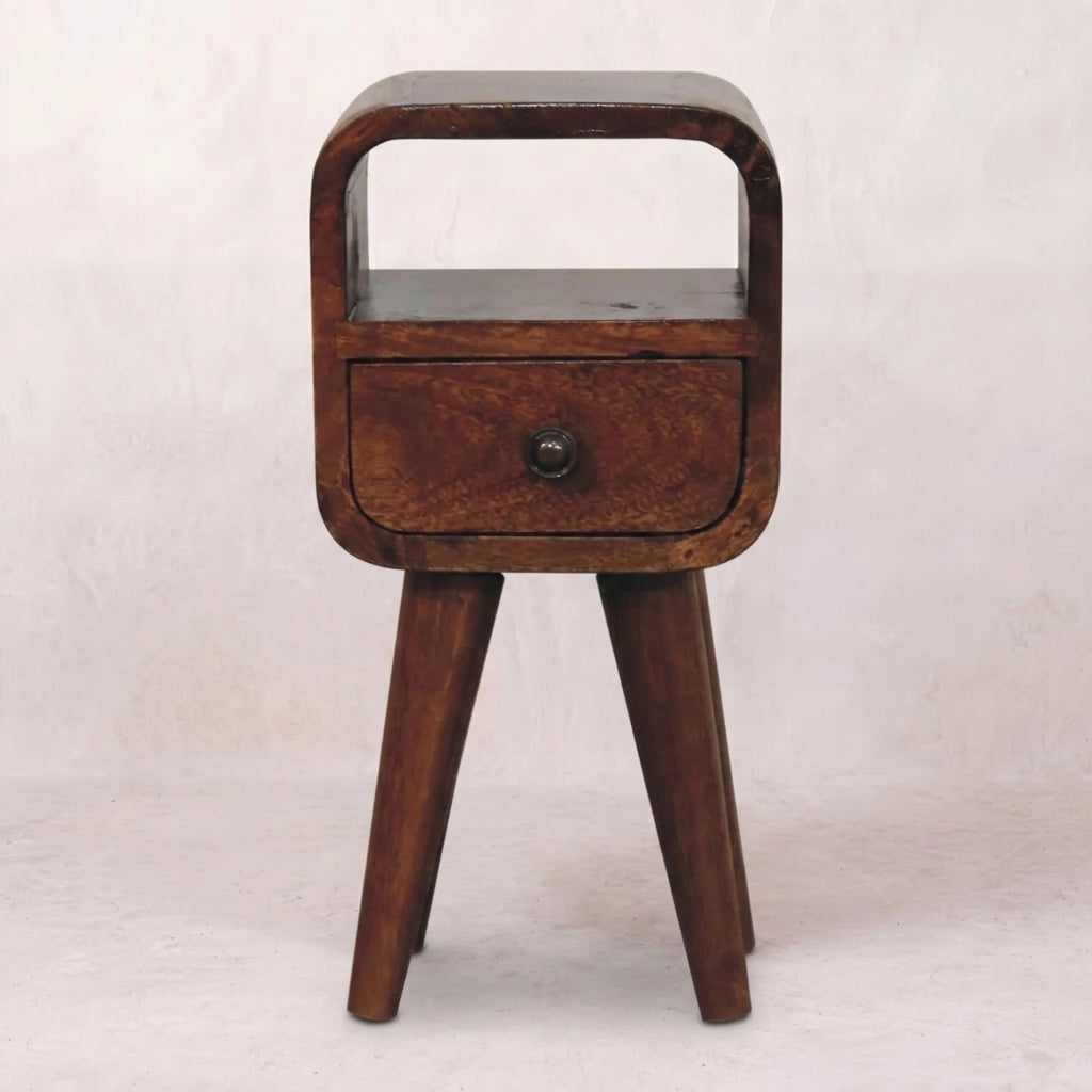 Extra Mini Chestnut Curve Open Slot Bedside