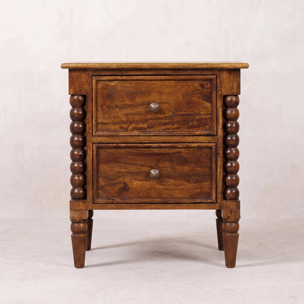 Solid Wood Chestnut Nightstand Table