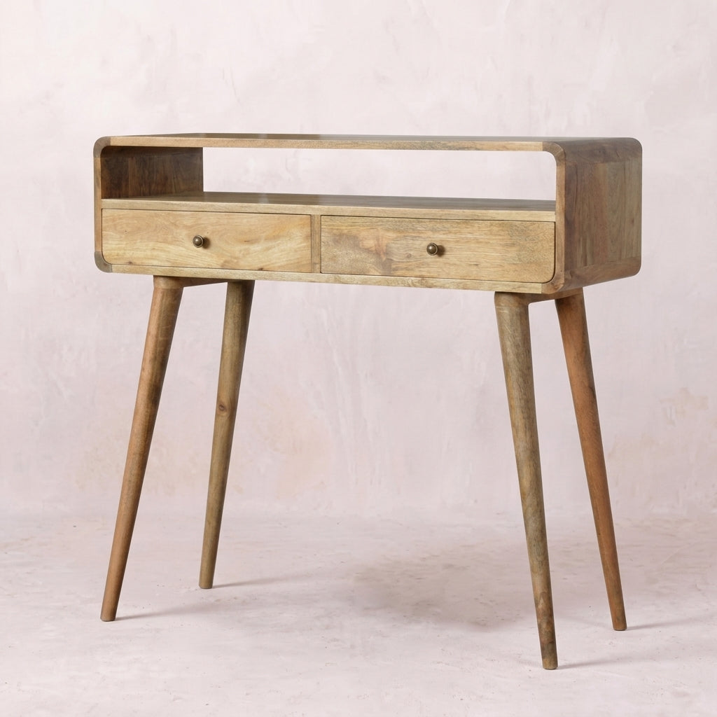 Curved Oak-ish Console Table