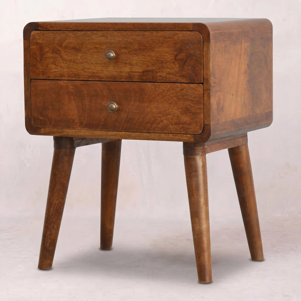 Curved Chestnut nightstand
