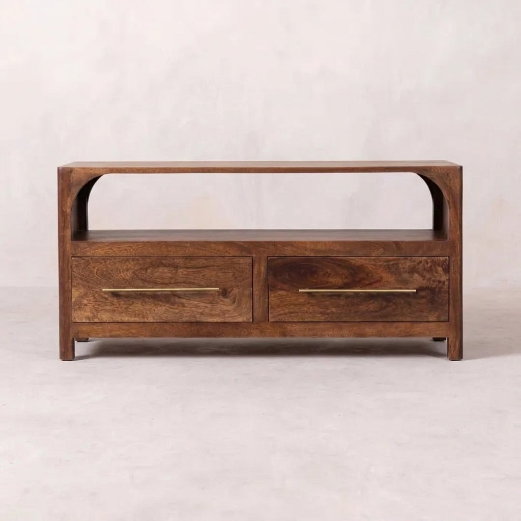 Almond Solid Wood Arc Media Console
