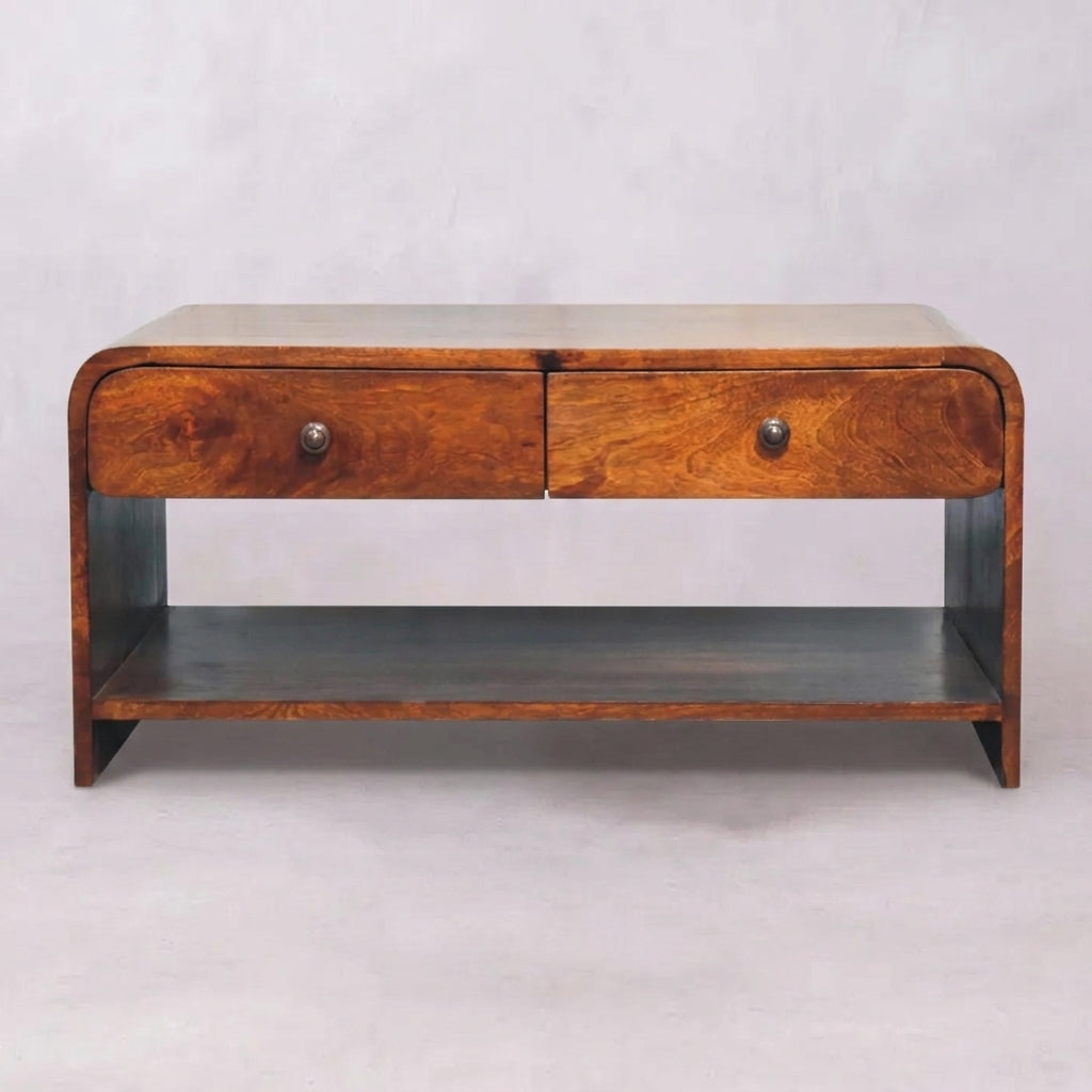 Solid Wood Slim Coffee Table in Chestnut
