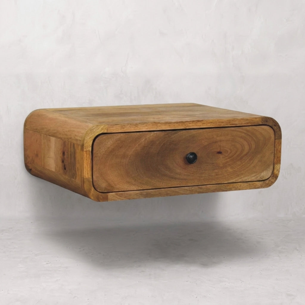 Avora Wall-Mounted Oak-ish 1 Drawer Nightstand