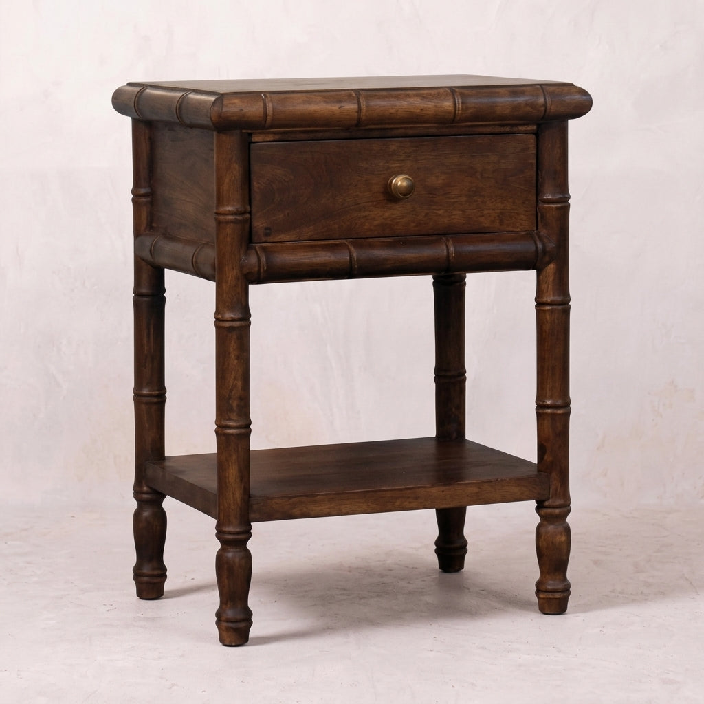 Bamboo Carved Bedside Table
