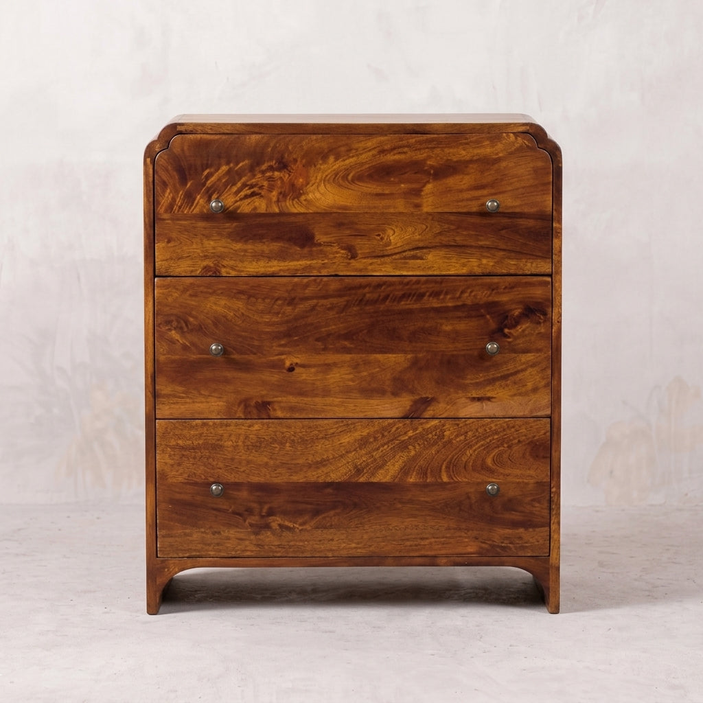 Solid Wood Chestnut 3 Drawer Chest