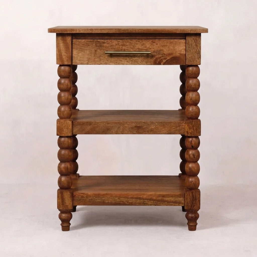 Solid Wood Golden Teak Side Table