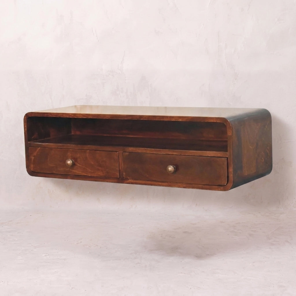 Floating California Walnut Open Console