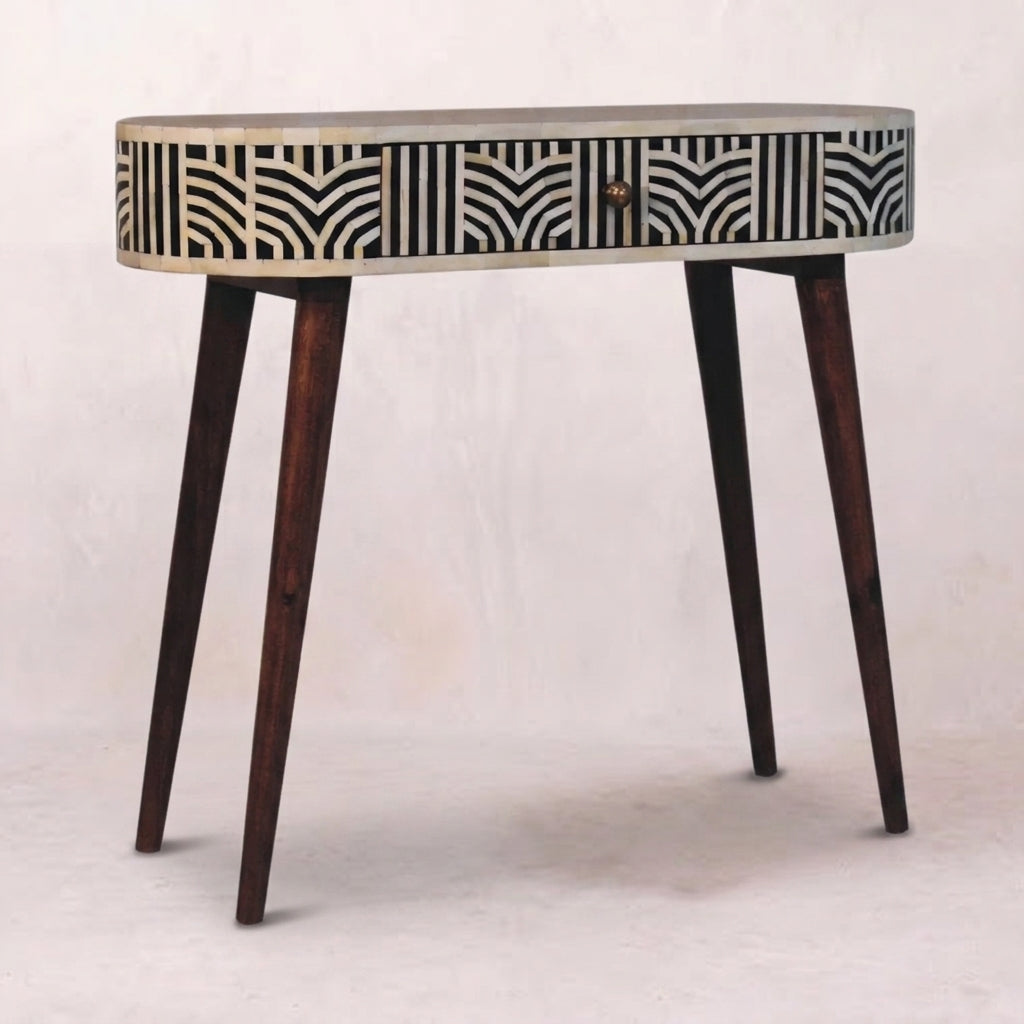 Honey Caramel Edessa Bone Inlay Console Table