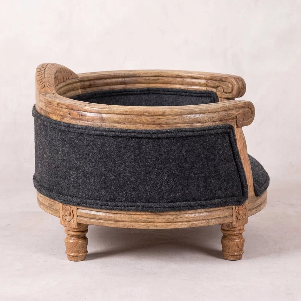 Carved Battleship Tweed Pet Bed