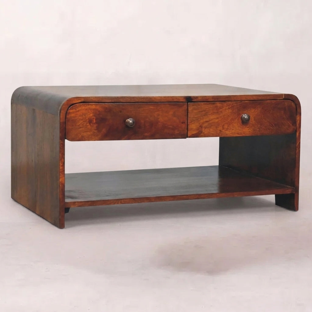 Solid Wood Slim Coffee Table in Chestnut