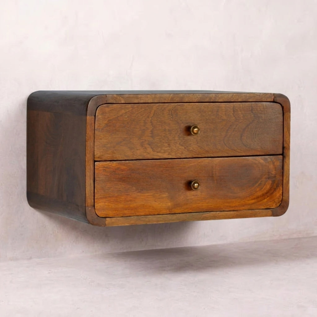 Floating Curved Chestnut nightstand