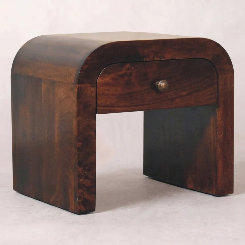 Solid Wood Walnut Arc Nightstand