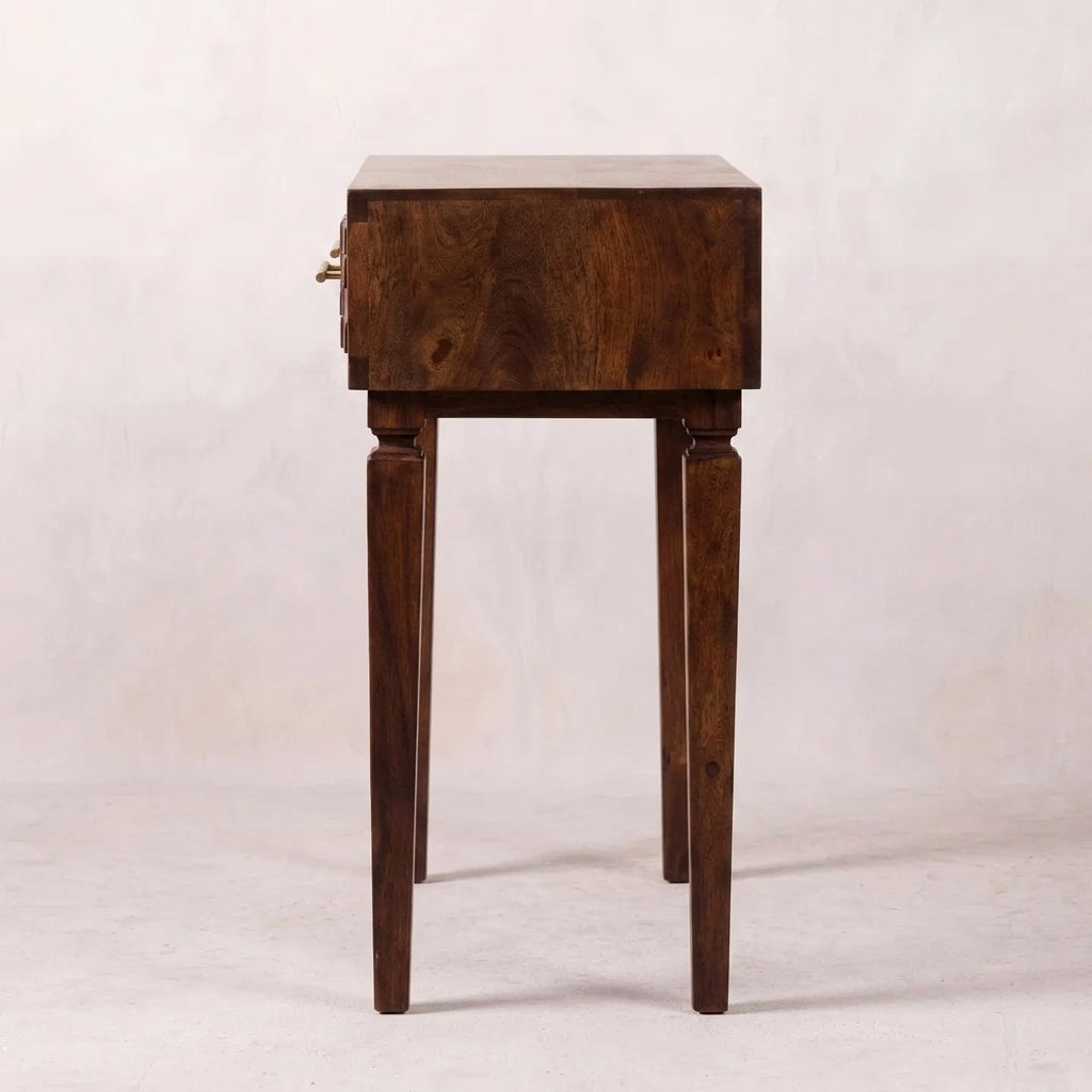 Solid Wood Chestnut Carved Console Table