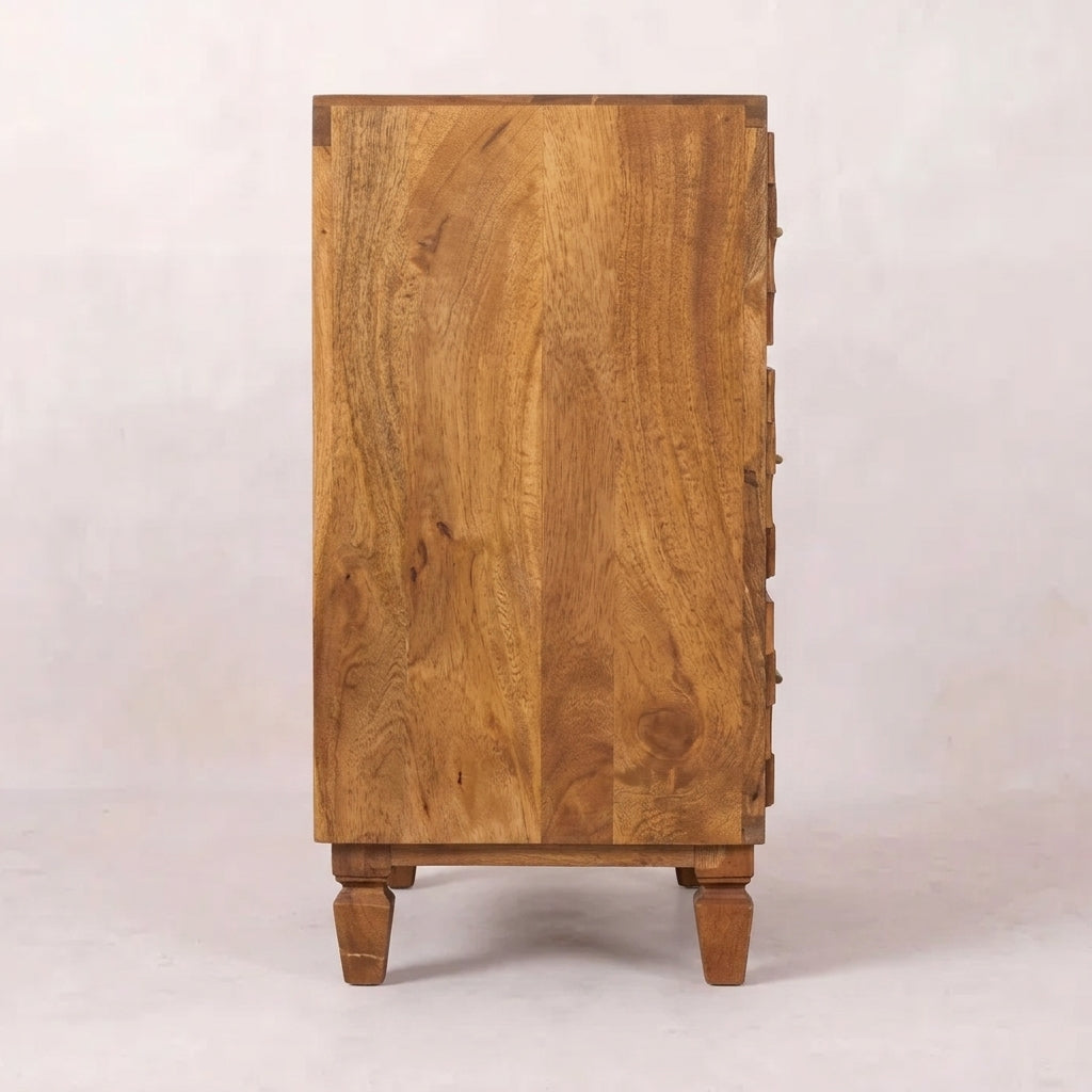 Solid Wood Golden Teak Carved Storage Chest