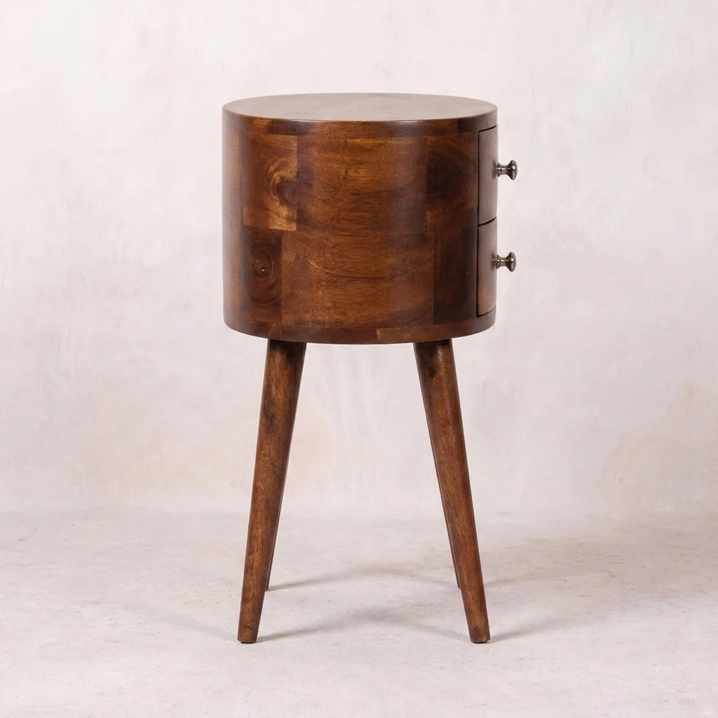 Mini Chestnut Rounded nightstand Table