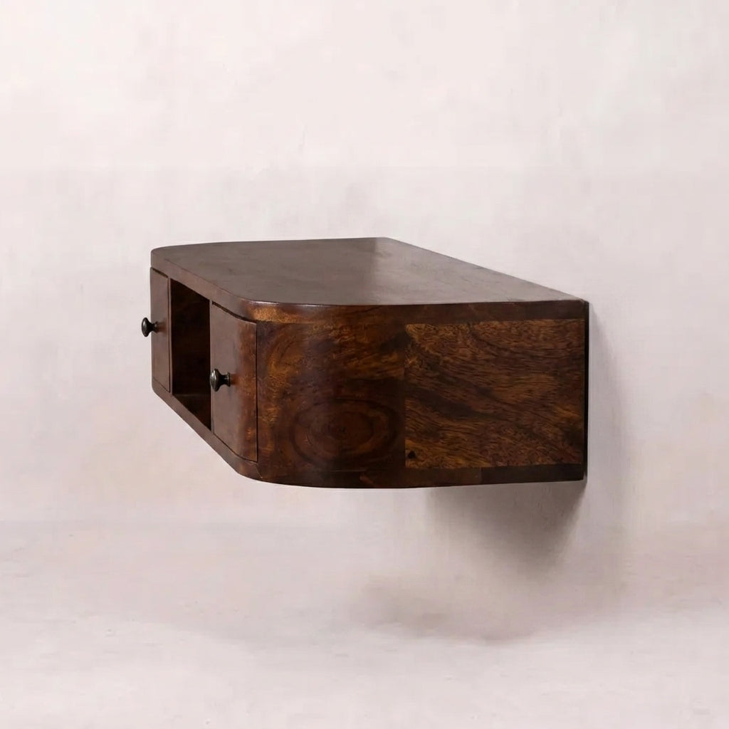 Chestnut Solid Wood 2 Drawer Wall Mounted Console