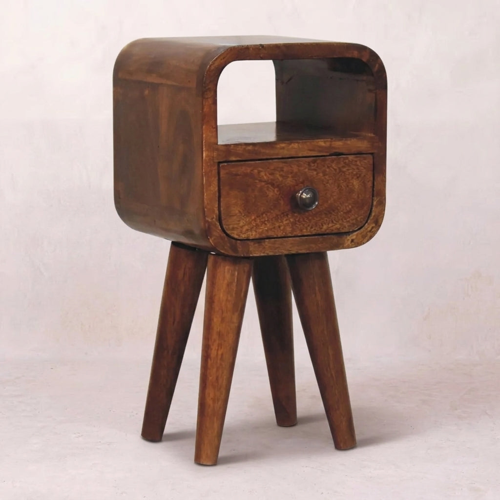 Extra Mini Chestnut Curve Open Slot Bedside