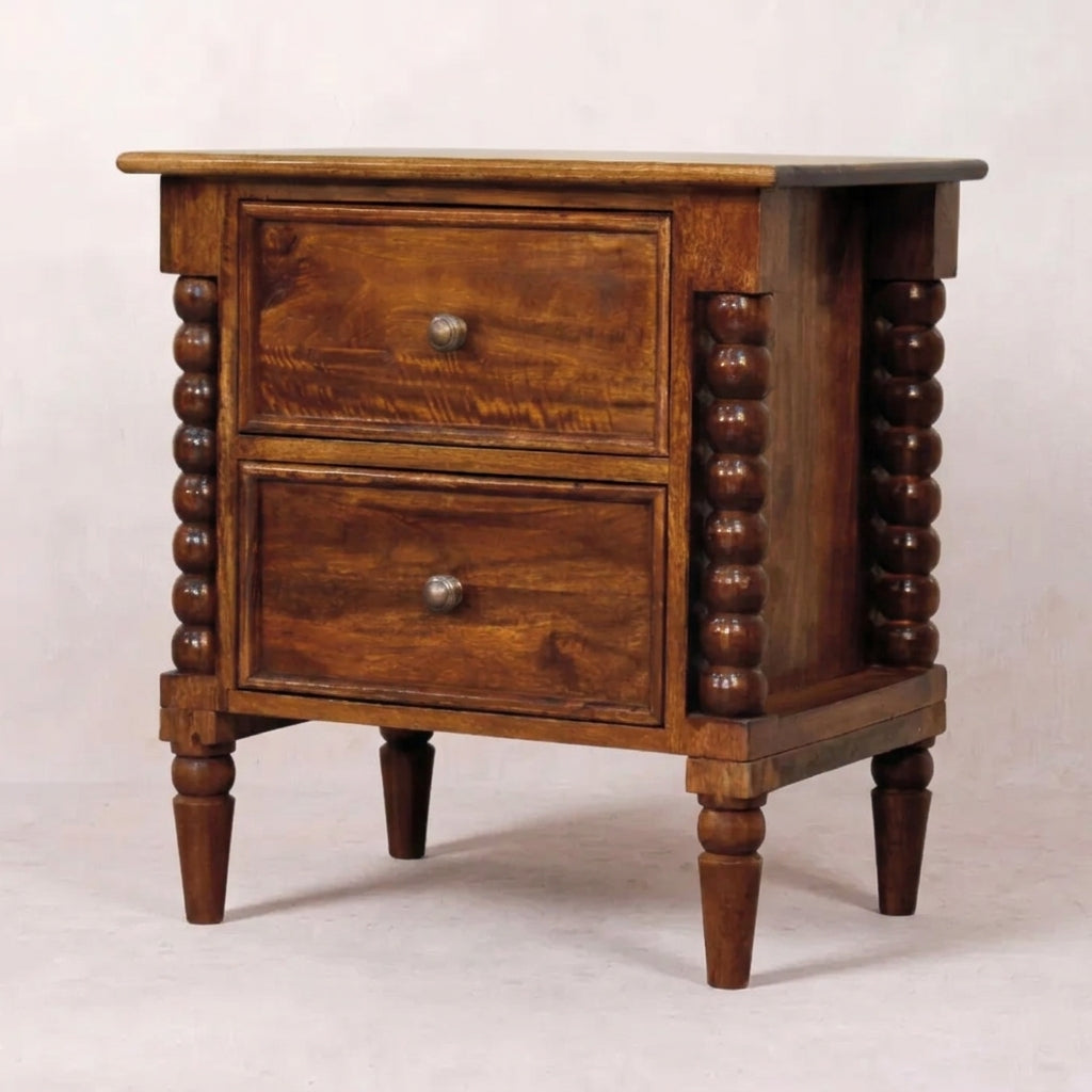 Solid Wood Chestnut Nightstand Table