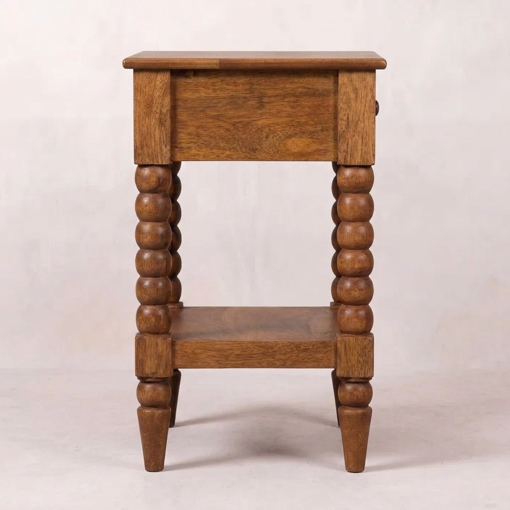 Solid Wood Amber Oak Nightstand Table