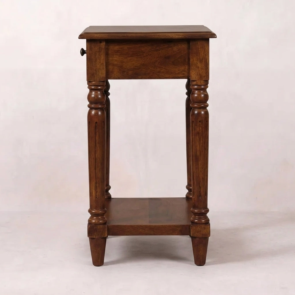 Turned Legs Chestnut 1 Drawer Side Table