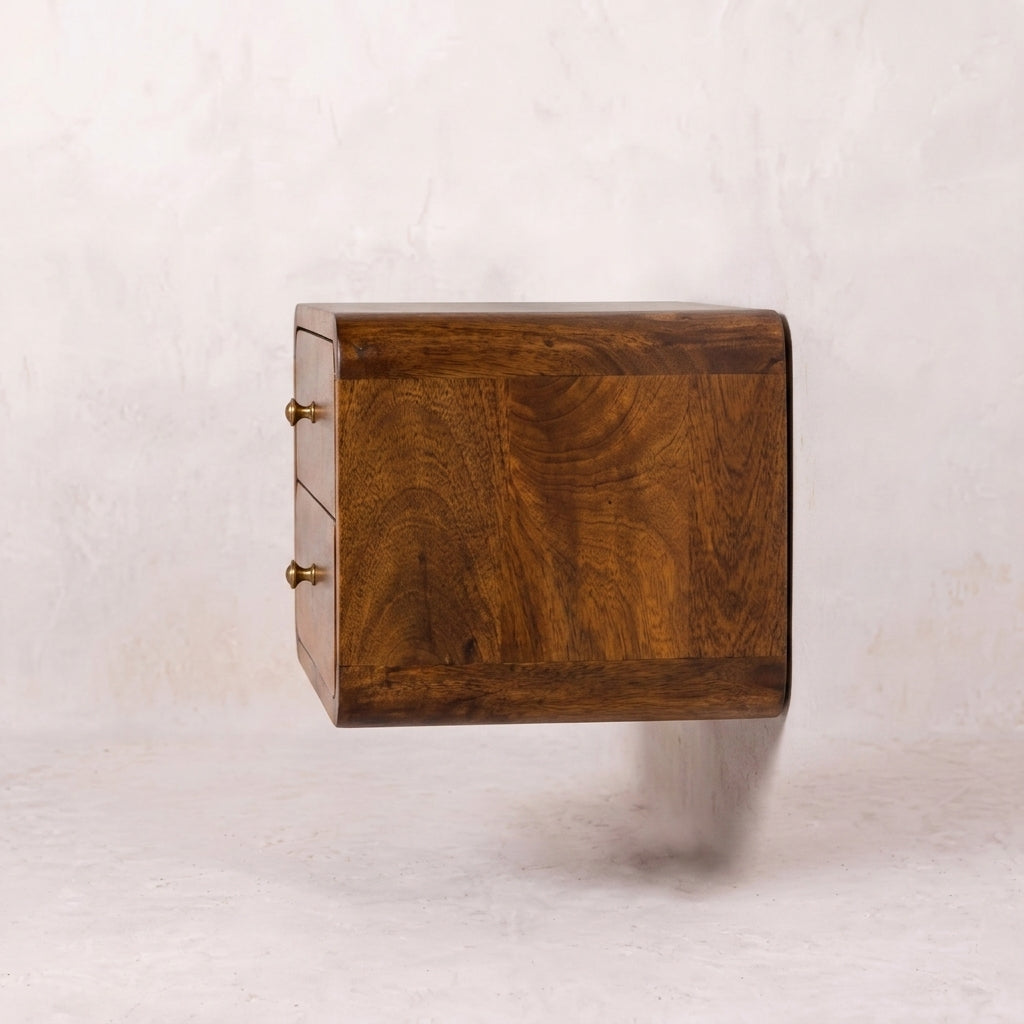 Floating Curved Chestnut nightstand
