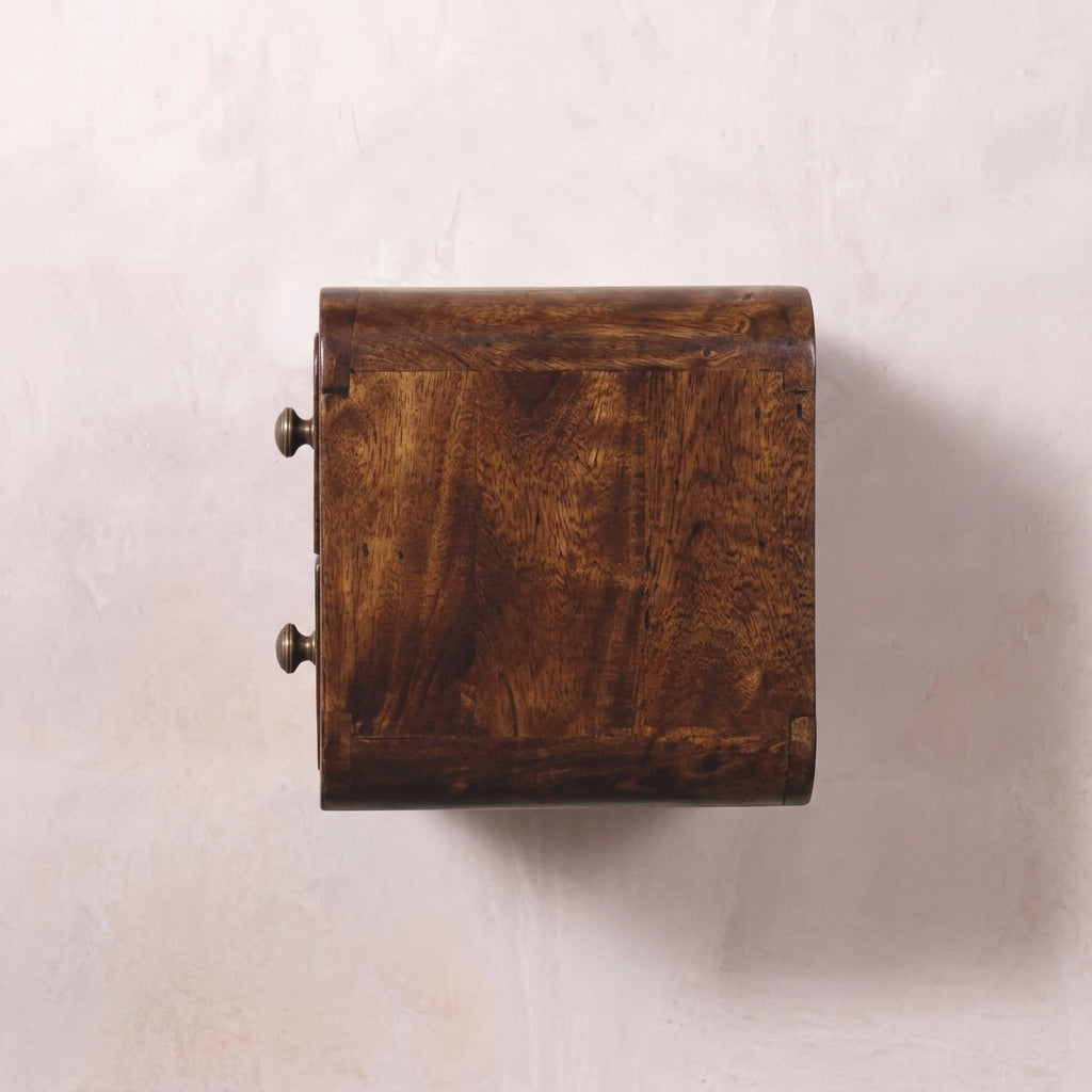 Mini Curved California Walnut Wall Mounted Bedside