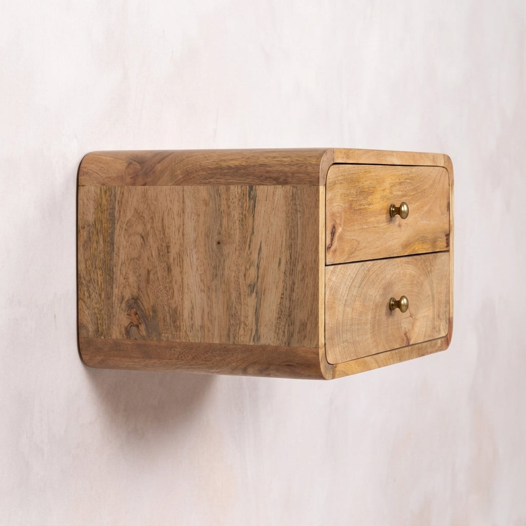 Oak-ish 2 Drawer Floating nightstand
