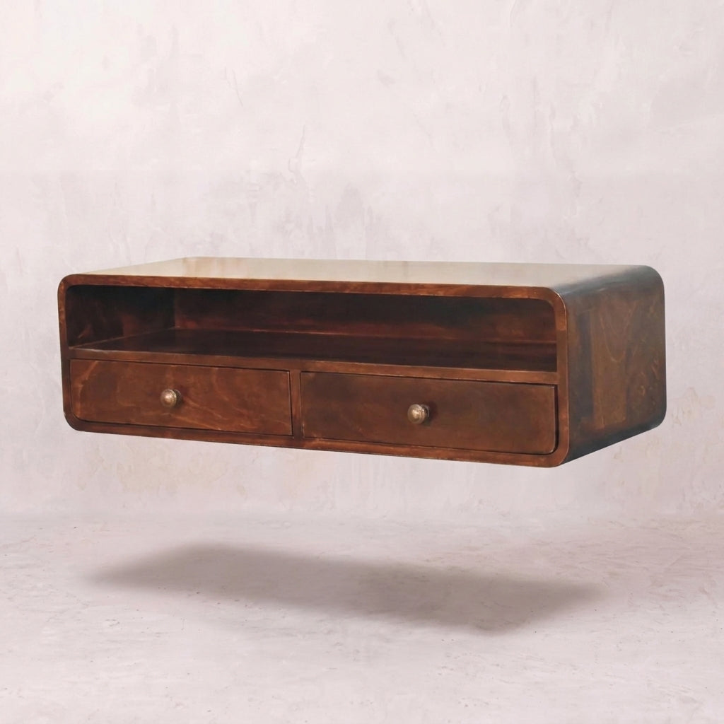 Floating California Walnut Open Console