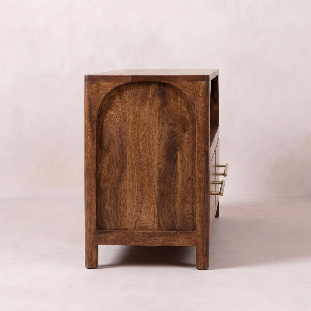 Almond Solid Wood Arc Media Console