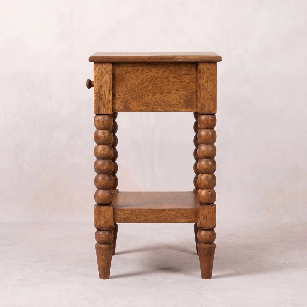 Solid Wood Amber Oak Nightstand Table