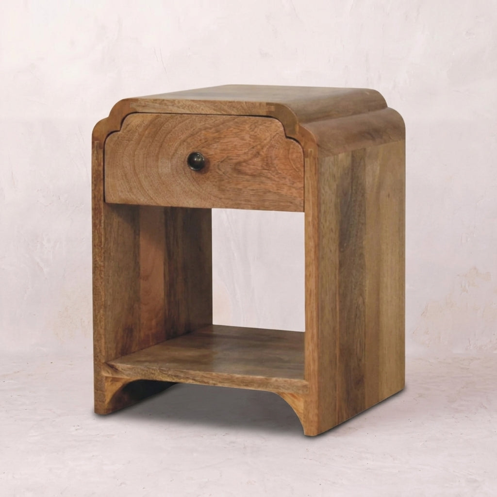 Solid Wood Mini Oak-ish Nightstand with a drawer and open shelf